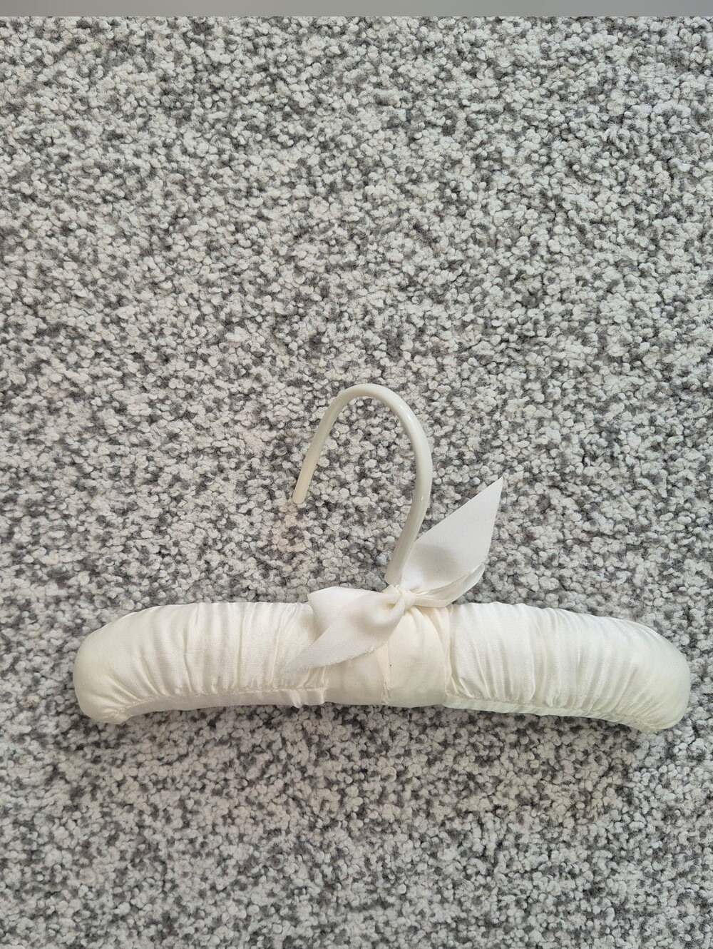 Ivory Padded Satin Hanger with Bow For Baby Clothes